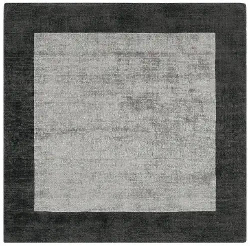 Asiatic blade border charcoal silver Grey Living Room  Rug.