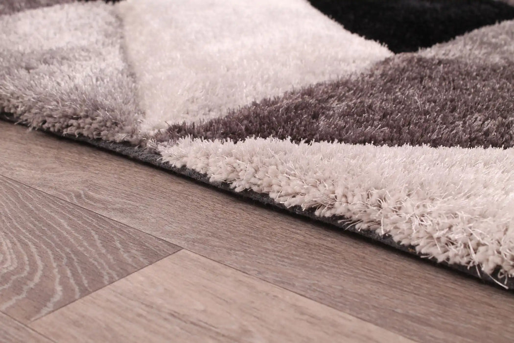 URCO 3d carved blazon grey Grey, Black Living Room Geometric Rug.