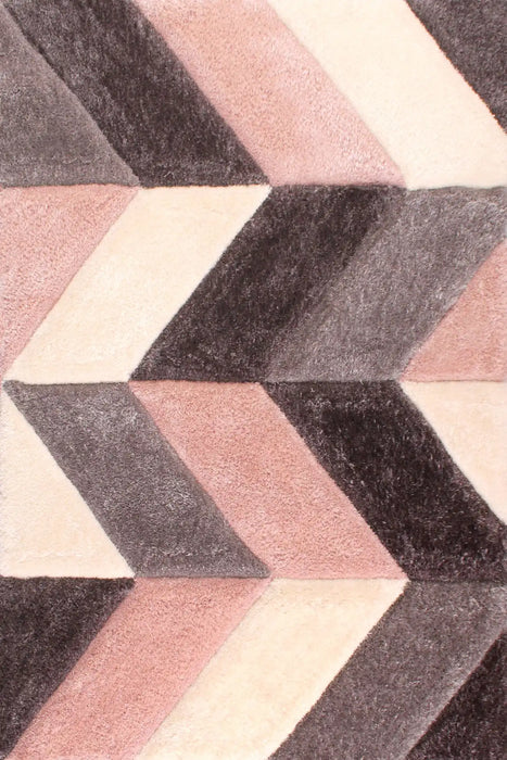 URCO 3d carved blazon blush Grey, Pink Living Room Geometric Rug.