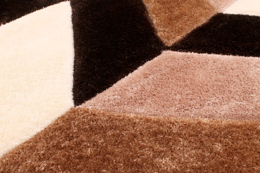 URCO 3d carved blazon natural Brown, Multicoloured Living Room Geometric Rug.