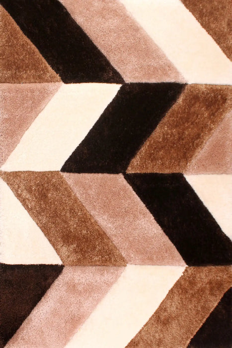 URCO 3d carved blazon natural Brown, Multicoloured Living Room Geometric Rug.