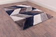 URCO 3d carved blazon navy Blue, Navy Living Room Geometric Rug.