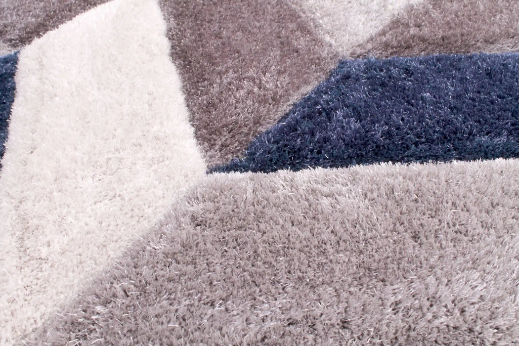 URCO 3d carved blazon navy Blue, Navy Living Room Geometric Rug.