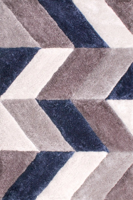 URCO 3d carved blazon navy Blue, Navy Living Room Geometric Rug.
