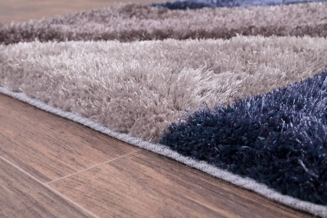 URCO 3d carved blazon navy Blue, Navy Living Room Geometric Rug.