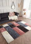 URCO 3d carved blocks blush  Living Room Geometric Rug.