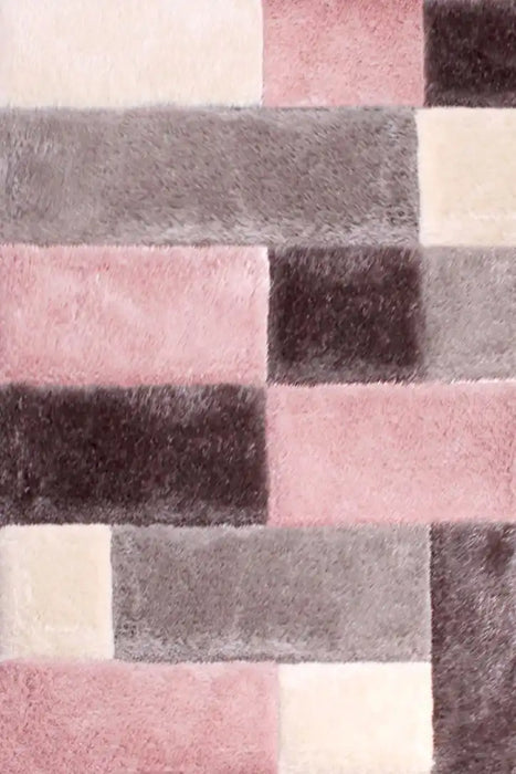 URCO 3d carved blocks blush  Living Room Geometric Rug.