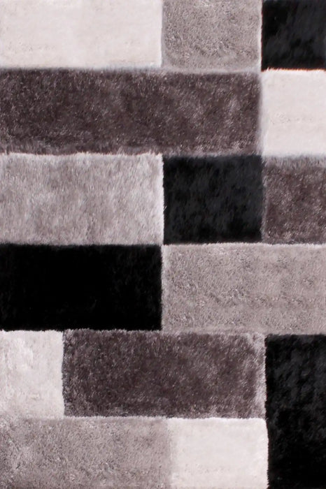 URCO 3d carved blocks grey Grey Living Room Geometric Rug.