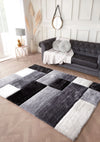 URCO 3d carved blocks grey Grey Living Room Geometric Rug.