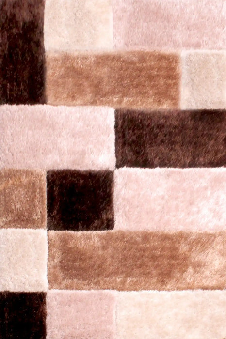 URCO 3d carved blocks natural Beige, Multicoloured Living Room Geometric Rug.