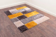 URCO 3d carved blocks ochre Yellow, Multicoloured Living Room Geometric Rug.