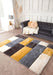 URCO 3d carved blocks ochre Yellow, Multicoloured Living Room Geometric Rug.