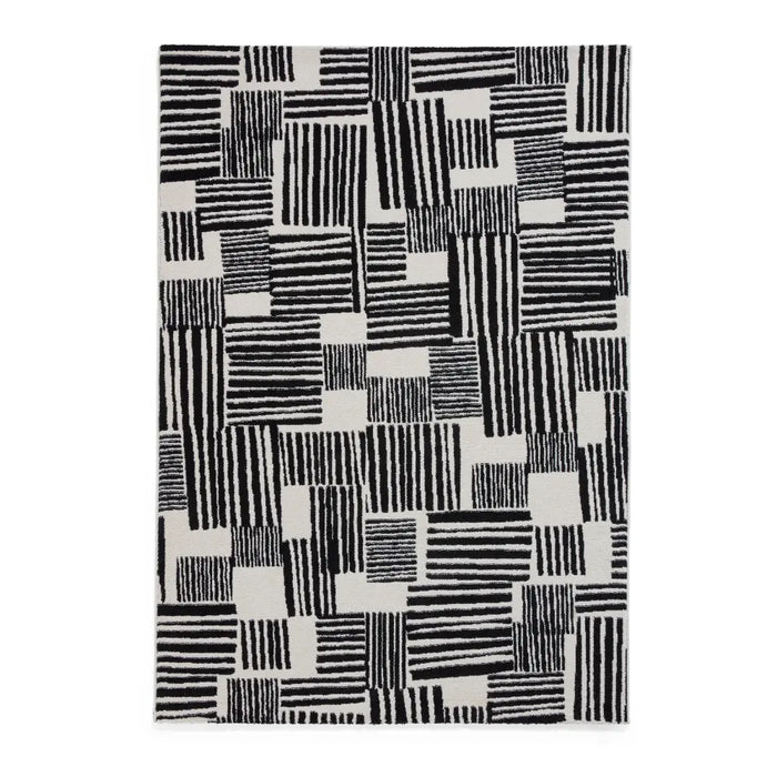Catherine Lansfield Blocks Modern Abstract Rug Black Rug — RugsDirect ...