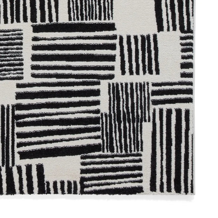 Catherine Lansfield Blocks Modern Abstract Rug Black Rug — RugsDirect ...
