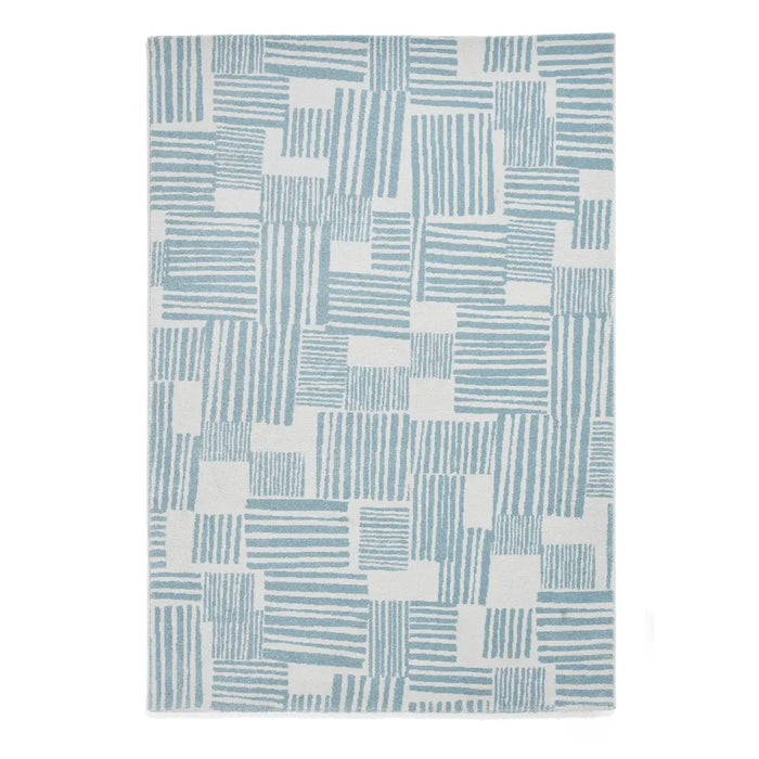 Catherine Lansfield Blocks Modern Abstract Blue Rug