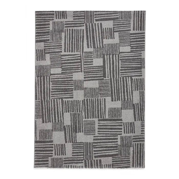 Catherine Lansfield Blocks Modern Abstract Dark Grey  Rug
