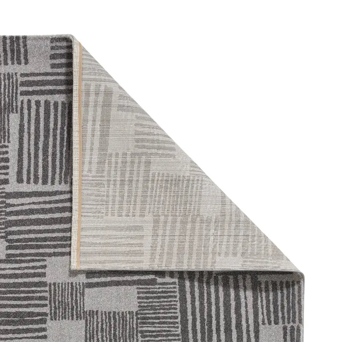 Catherine Lansfield Blocks Modern Abstract Dark Grey  Rug
