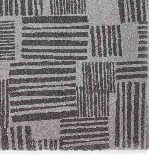 Catherine Lansfield Blocks Modern Abstract Dark Grey  Rug