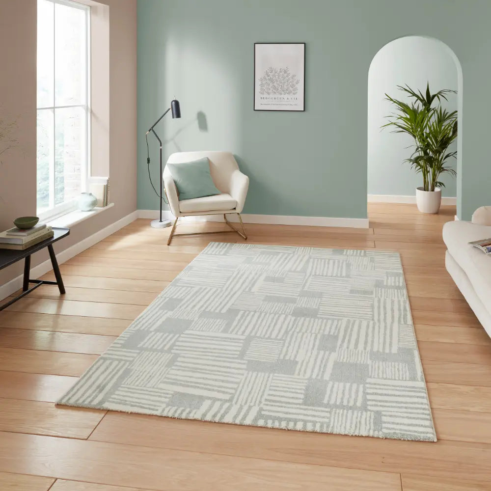 Catherine Lansfield Blocks Modern Abstract Rug Green Rug — RugsDirect ...