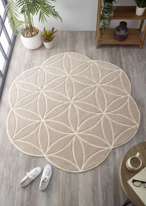 Origins bloom grey Grey Living Room Wool Rug.