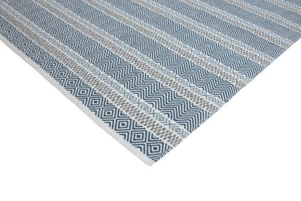 Asiatic boardwalk blue multi Blue, Multicoloured Living Room Striped Rug.