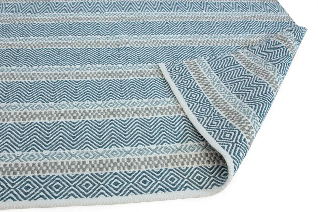 Asiatic boardwalk blue multi Blue, Multicoloured Living Room Striped Rug.