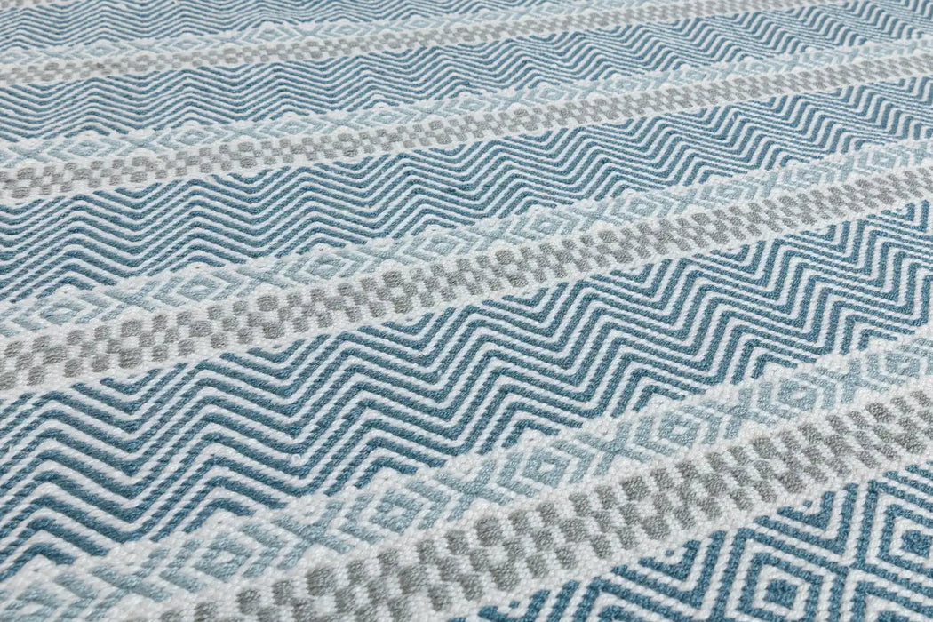 Asiatic boardwalk blue multi Blue, Multicoloured Living Room Striped Rug.