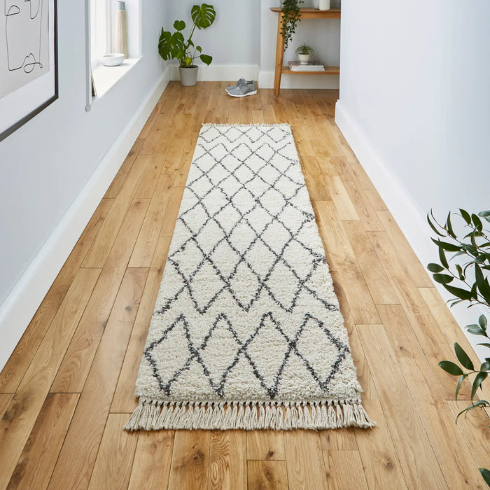 Think Rugs boho 8280 cream grey Grey, Ivory, Cream Living Room Geometric Rug.