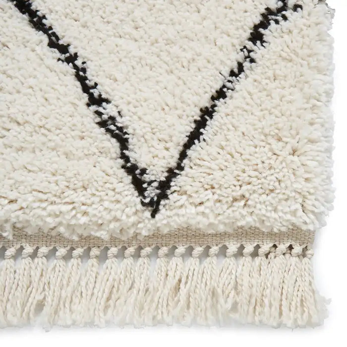 Think Rugs boho 8280 white black Black, Ivory, Cream Living Room Geometric Rug.