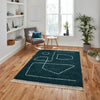 Think Rugs boho a474 dark green Green Living Room Geometric Rug.