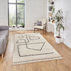Think Rugs boho a474 white black Black, Ivory, Cream Living Room Geometric Rug.