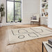 Think Rugs boho a474 white black Black, Ivory, Cream Living Room Geometric Rug.