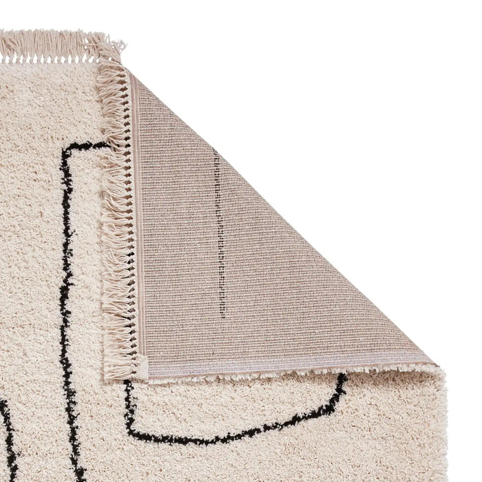 Think Rugs boho a474 white black Black, Ivory, Cream Living Room Geometric Rug.