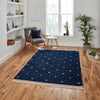Think Rugs boho a475 navy Blue, Navy Living Room Geometric Rug.