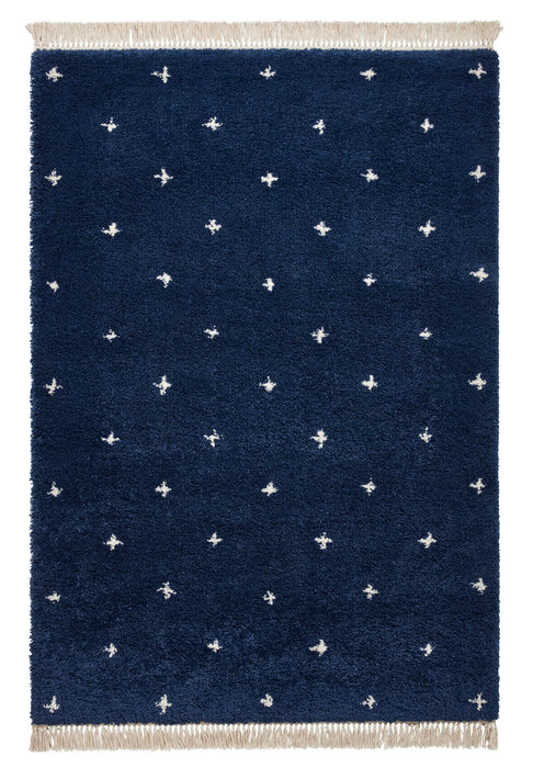 Think Rugs boho a475 navy Blue, Navy Living Room Geometric Rug.