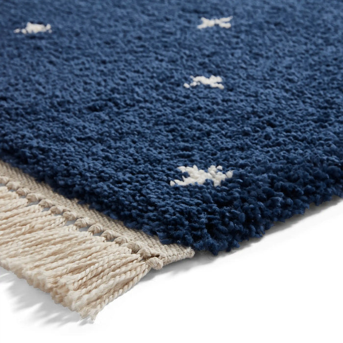 Think Rugs boho a475 navy Blue, Navy Living Room Geometric Rug.