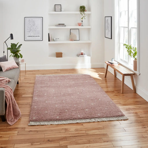 Think Rugs boho a475 rose Pink Living Room Geometric Rug.