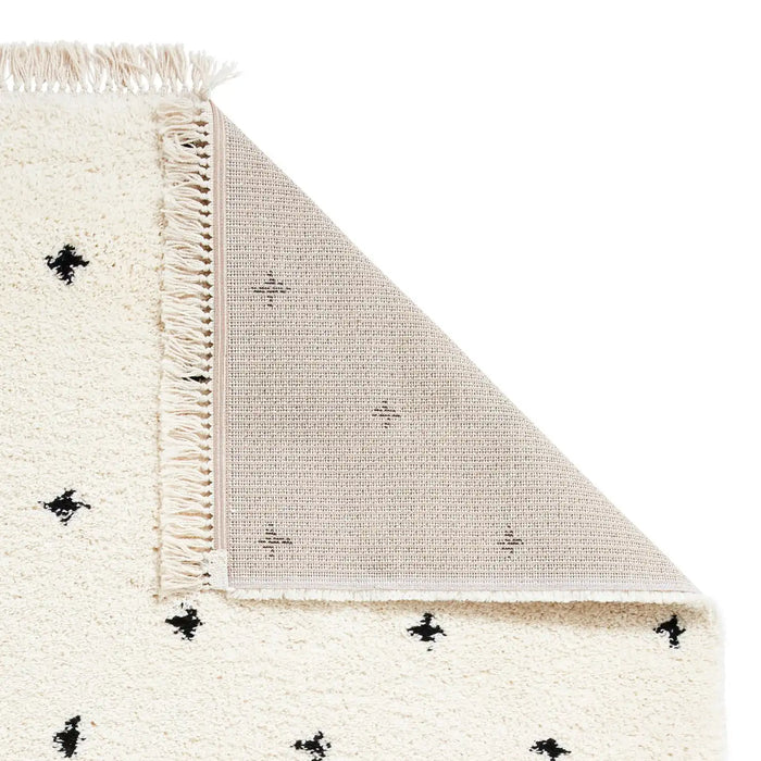 Think Rugs boho a475 white black Black, Ivory Living Room Geometric Rug.