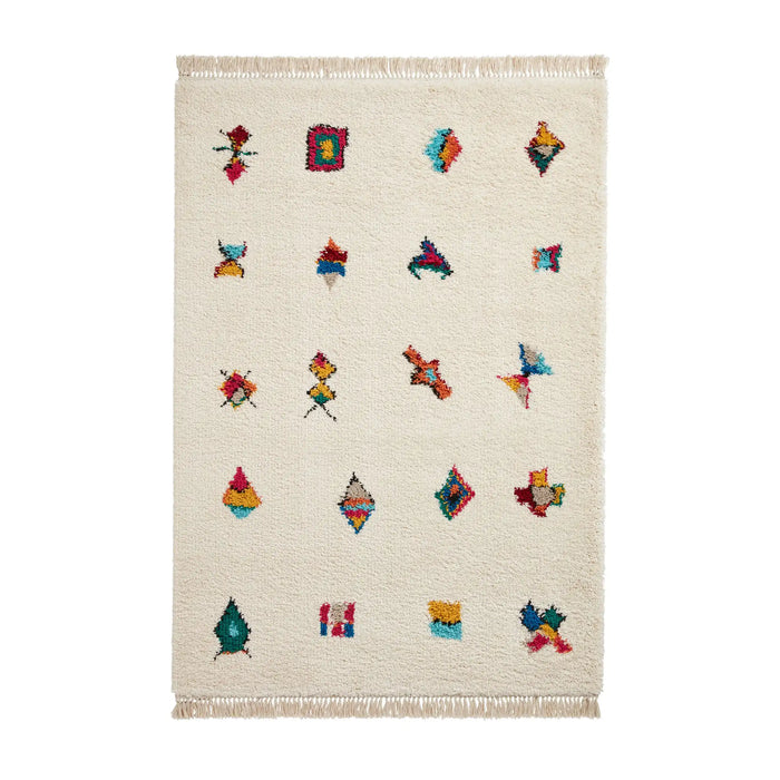 Think Rugs boho a808 multi Ivory, Multicoloured Living Room Geometric Rug.