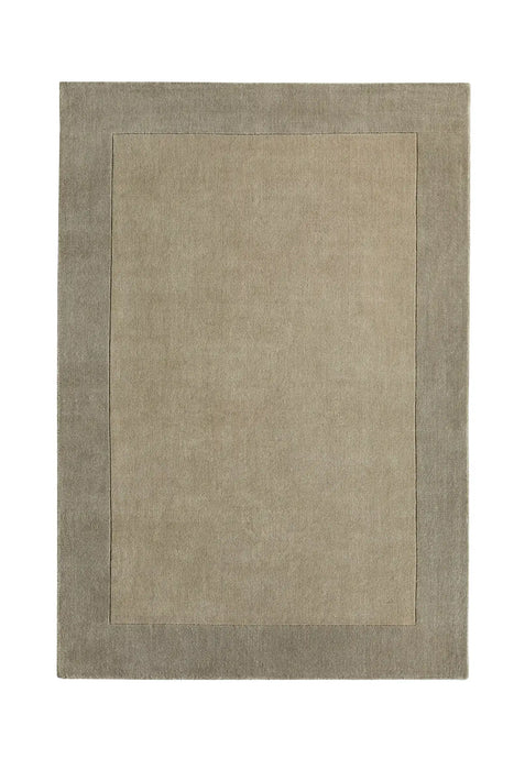 Origins borders taupe Beige Living Room Wool Rug.