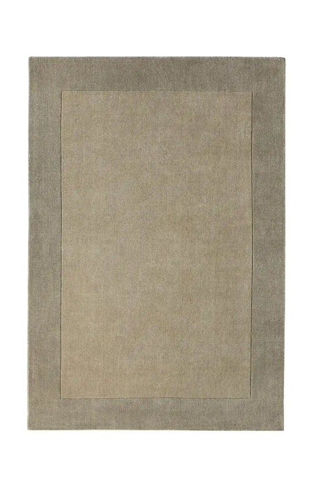 Origins borders taupe Beige Living Room Wool Rug.
