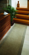 Origins borders taupe Beige Living Room Wool Rug.