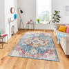 Think Rugs boston g0532 blue fuchsia Blue, Pink Living Room Moroccan Rug.
