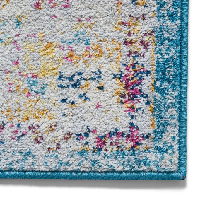 Think Rugs boston g0532 blue fuchsia Blue, Pink Living Room Moroccan Rug.
