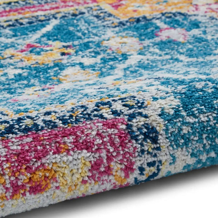 Think Rugs boston g0532 blue fuchsia Blue, Pink Living Room Moroccan Rug.