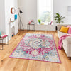 Think Rugs boston g0532 fuchsia blue Blue, Pink Living Room Moroccan Rug.
