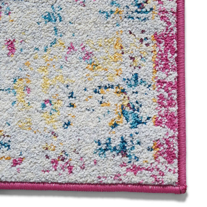 Think Rugs boston g0532 fuchsia blue Blue, Pink Living Room Moroccan Rug.