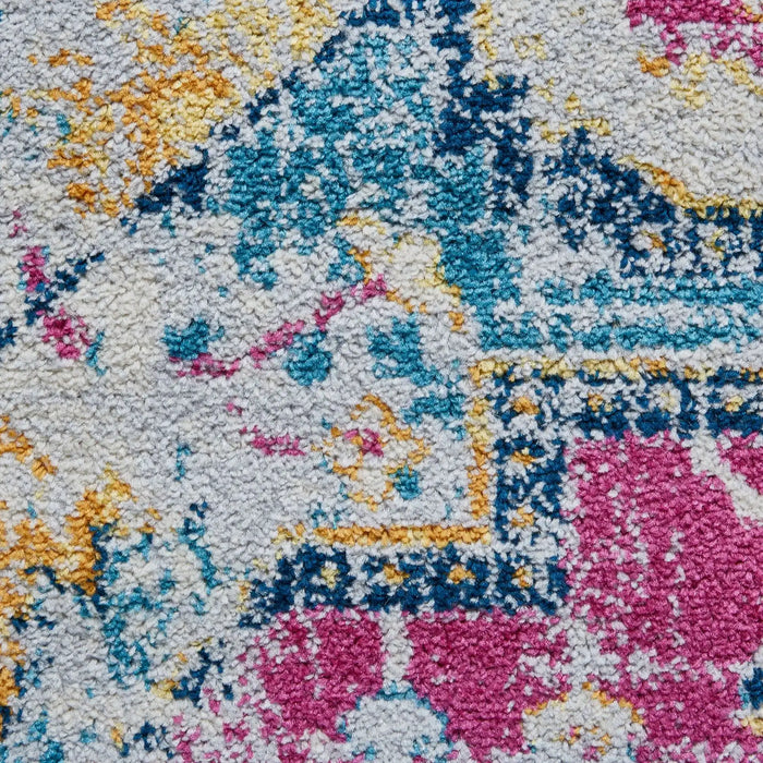 Think Rugs boston g0532 fuchsia blue Blue, Pink Living Room Moroccan Rug.