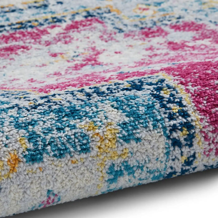 Think Rugs boston g0532 fuchsia blue Blue, Pink Living Room Moroccan Rug.