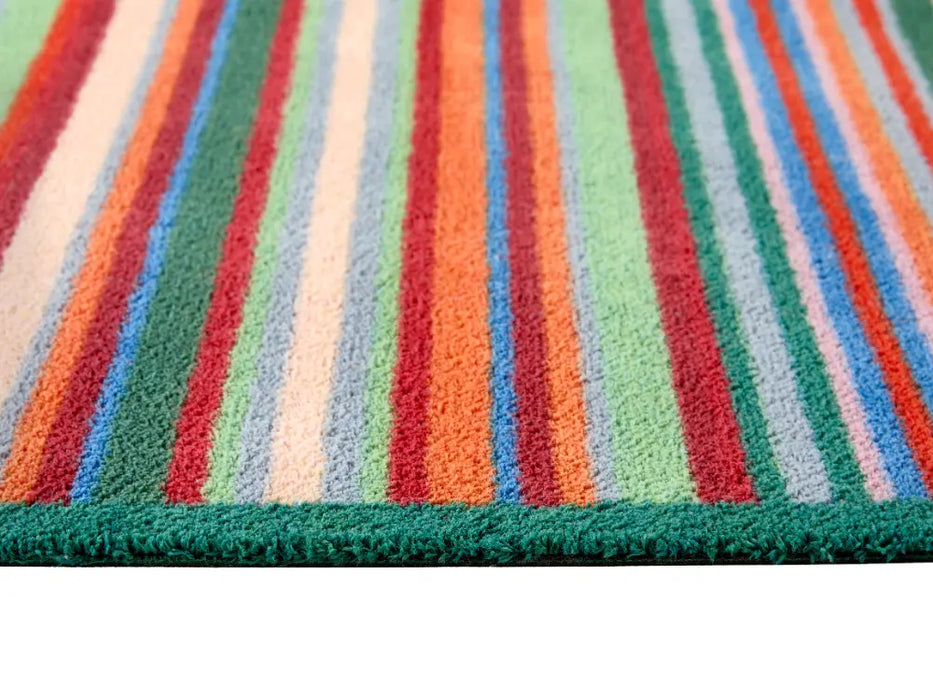 Hug Rug Washable Bright Green stripe Multi